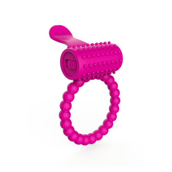 Anneau fuschia vibrant silicone avec langue picot 